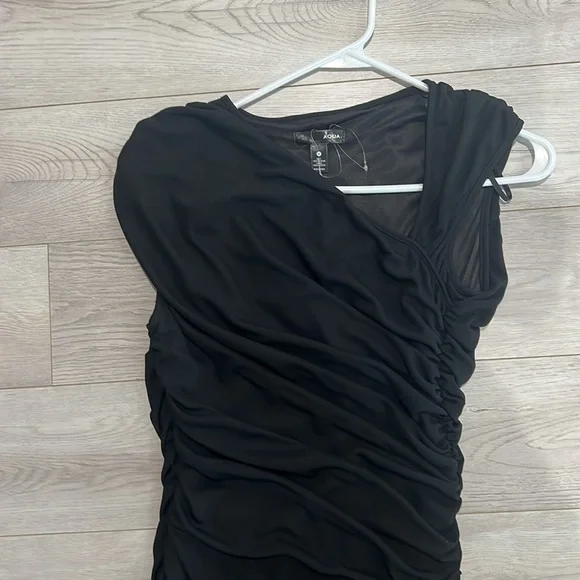 Brand new super flattering Aqua Black One Shoulder Ruched Cocktail Dress! - Picture 3 of 3